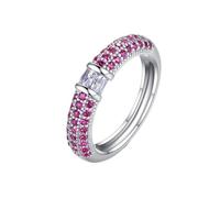 Anillo de promesa de amistad, anillo de compromiso para mujer, redondo, con circonita cúbica, ideal para regalo para mujer, cumpleaños, 54, Cobre, Cubic Zirconia