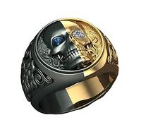Anillo de promesa de rosa con dos anillos góticos azules y de Halloween, 3 anillos de dedo para mujer, One Size, Uña, Sin piedra preciosa