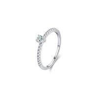 Anillo de promesa para mí mismo, anillo de boda clásico de 0,25 quilates con diamantes de laboratorio y moissanita redonda, oro blanco de 14 quilates, talla H 1/2