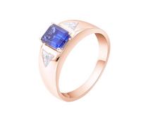Anillo de promesa para mí mismo, anillo de boda liso, juego de joyas geométricas para mujer, N 1/2, Oro rosa de 18 quilates, Zafiro creado en laboratorio.