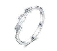 Anillo de promesa para mí mismo, la alianza de boda de forma irregular con moissanita, plata de 14 quilates, oro blanco talla 1/2