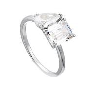 Anillo de Promesa para mujer, anillo de boda con forma rectangular de pera con moissanita, regalos únicos para amigas y mujeres, H 1/2, Oro blanco de 9 quilates, Moissanita