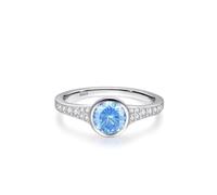 Anillo de Promesa para mujer, anillo de eternidad de plata de ley, estilo elegante con circonita azul, N 1/2, Plata de ley, Circonia cúbica