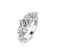 Anillo de promesa para mujer, anillos de eternidad con moissanita de corte princesa de 1 quilate, joyería delicada, U 1/2, Platino, Moissanita