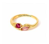 Anillo de promesa personalizado con piedra natal para parejas, anillos de pareja personalizados para mujeres, anillo personalizado de 2 piedras natales para parejas, anillos grabados para mamá, bodas