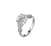 Anillo de propuesta de matrimonio, anillo con moissanite redondo de plata platino de 3 quilates, talla 60 (19,1)