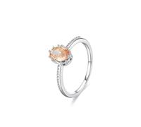 Anillo de propuesta de matrimonio, anillo de compromiso para mujer, elegante diamante solitario de 1 ct, zafiro ovalado de laboratorio, color champán, oro blanco y platino, talla 52 (16,6)