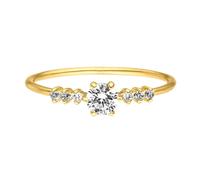 Anillo de propuesta de matrimonio, anillo de compromiso para mujer, fino, elegante, con moissanita, oro amarillo, Oro amarillo 9 quilates, Moissanita