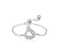 Anillo de propuesta de matrimonio, anillo para mujer, cadena minimalista ajustable con diseño del alfabeto árabe y moissanita redonda, oro blanco de 18 quilates, talla 45 (14,3)