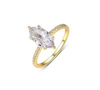 Anillo de propuesta de matrimonio, anillo para mujer marquesa con moissanite de 2 quilates de oro amarillo de 9 quilates, talla 54 (17,2)