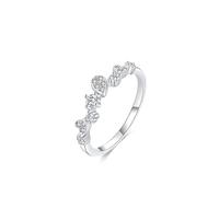 Anillo de propuesta de matrimonio, anillo para mujer, pequeño, irregular plata con corte redondo, diamante de laboratorio, oro blanco 9 K, talla 56 (17,8)