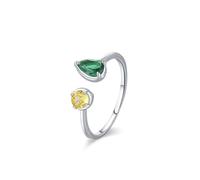 Anillo de propuesta de matrimonio, anillos de compromiso para mujer, diseño abierto con forma de gota de laboratorio de 0,5 quilates y oro blanco citrino redondo de 0,25 quilates y platino, talla 47