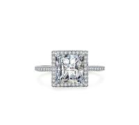 Anillo de propuesta de matrimonio, anillos mujeres compromiso con moissanite corte princesa plata platino tamaño 53 (16.9)