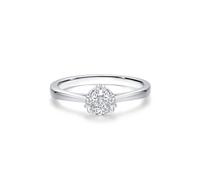 Anillo de propuesta de matrimonio, anillos para mujer, dedo pequeño con diamantes artificiales, plata de 9 quilates, oro blanco, talla 57 (18,1)