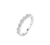 Anillo de propuesta de matrimonio, diseño sencillo de fila con moissanita redonda marquesa de oro blanco de 9 quilates, talla 53 (16,9)