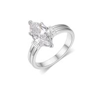 Anillo de propuesta de matrimonio para mujer, con moissanita de 3 quilates de oro blanco de 9 quilates, talla 54 (17,2)