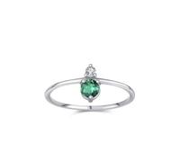 Anillo de propuesta de matrimonio para mujer, diseño sencillo de 3 puntas, redondo, 0,25 quilates, esmeralda y moissanita, oro blanco de 9 quilates, talla 60 (19,1)