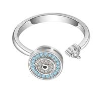 Anillo de protección contra el mal de ojo - Banda de araña de cristal brillante con puño abierto ajustable, joyería antiestrés para aliviar el estrés, pieza de moda para hombres y mujeres | plata
