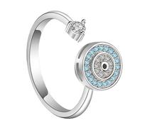 Anillo de protección contra el mal de ojo - Banda de araña de cristal brillante con puño abierto ajustable, joyería antiestrés para aliviar el estrés, pieza de moda para hombres y mujeres | plata