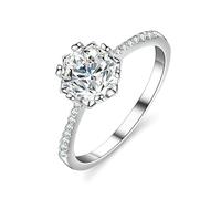 Anillo de pulgar para mujer, anillos de amor con forma de corazón, 1 quilate, forma redonda, moissanita, regalos únicos, V 1/2, Oro blanco de 9 quilates, Moissanita