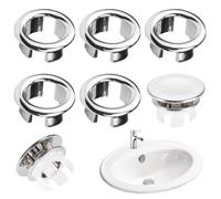 Anillo de Rebose del Fregadero,7 PCS Anillo Hueco Orificio Tapa Redonda Cubierta de Desbordamiento Tapa de Drenaje Hogar Estándar Insertar en el Orificio Tapas para Baño Lavabo de la Cocina Lavabo