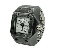 Anillo de reloj analógico para mujer, cuarzo elástico vintage, reloj de dedo pequeño, estilo puntero, reloj de cuarzo de bronce retro con correa retráctil, anillo de números romanos para hombres y