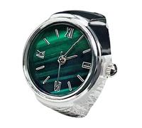 Anillo de reloj - Elegante reloj de anillo | Elegante reloj de dedo | Pequeños relojes de anillo verde para declaraciones de moda únicas, comodidad de cronometraje y uso diario, plata, Refer