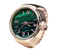 Anillo de reloj - Elegante reloj de anillo | Elegante reloj de dedo | Pequeños relojes de anillo verde para declaraciones de moda únicas, comodidad de cronometraje y uso diario, oro rosa