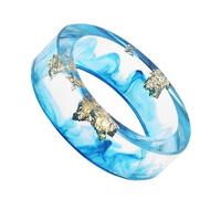 Anillo de resina epoxi de oro, transparente Dried Flower Statement Ring, Handmade Resin Jewelry Accessory, Romantic Gift for Women for Daily Wear and Valentine's Day Celebration, C, Resina, Consulte