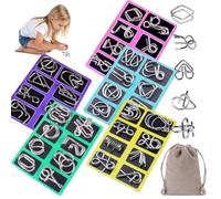 Anillo de Rompecabezas, Metal, Juegos Inteligencia Acero, for física y Mente for Adultos, for desafío Recuerdo Fiesta, con Bolsa(Style A+b+c+d+e)