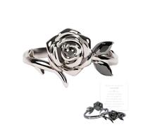 Anillo de Rosa Negra Fuerte como la Mierda: Amor Propio. Anillo de Rosa Negra Delicada para Mujer. Flor Floreciendo desde la Oscuridad: Joyería Creativa e Inspiradora. Regalos para Amigas (7)
