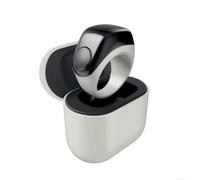 Anillo de rosario digital con diseño futurista y ajuste ajustable para práctica espiritual y seguimiento de objetivos de paso con funda de carga en tono negro (rosa)
