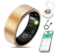 Anillo de salud inteligente con múltiples funciones de monitoreo. Es resistente al agua IP68, compatible con sistemas iPhone y Android, y no hay tarifa de suscripción (oro el día 12)