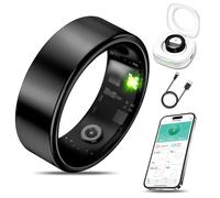 Anillo de salud inteligente con múltiples funciones de monitoreo. Es resistente al agua IP68, compatible con sistemas iPhone y Android, y no hay tarifa de suscripción (negro el día 11)