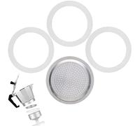 Anillo de sellado para cafetera espresso, 6 tazas, 3 juntas de silicona y 1 colador de aluminio, anillos de sellado para cafetera, junta de repuesto de silicona para bialetti junta de 6 tazas