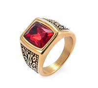 Anillo de Sello de Piedra roja Cuadrada Vintage para Hombre, Anillos de Boda de Oro Antiguo, joyería de Dubai Indio, múltiples Opciones