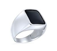 Anillo De Sello Geométrico De Gemas De Ónix Negro Plano Clásico Y Elegante Personalizado Para Hombres Hecho A Mano En Turquía Con Plata Esterlina .925 De Gran Tamaño