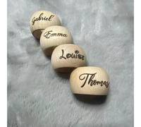 Anillo de servilleta de madera personalizado rústico boda Navidad bautizo niño niña primera comunión decoración de mesa porta servilleta personalizada (6 piezas)