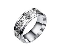 Anillo de titanio con dragón de acero inoxidable para mujer, 11, Acero inoxidable, Sin piedras preciosas