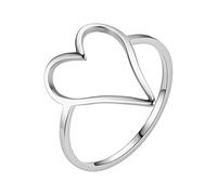 Anillo de titanio en forma de corazón para mujer, anillo liso que no pierde color, anillo inoxidable en forma de corazón, joyería salvaje, 8, Metal, Sin piedras preciosas