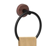 Anillo de Towel, Walnut Wood Towel Holder, No Drill Wall Mounted Rack, Stylish Round Hanger for Small Bathrooms, Kitchens, Oro Laundry Rooms 6,69 x 5,71 x 3,74 pulgadas