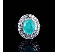 Anillo de turmalina Paraiba con formas geométricas para mujer, joyería vintage con temperamento.