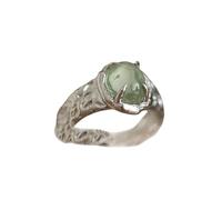 Anillo De Turmalina Verde Natural Anillo De Color Plata De Cristal Irregular Anillos De Piedra Abiertos Ajustables para Mujer Anillos De Dedo De Tobillo De Equilibrio Reiki Anillo De Eternidad para