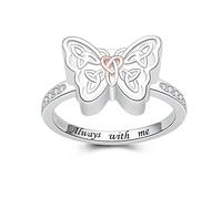 Anillo de urna de cremación de mariposa de plata de ley 925 para cenizas con nudo celta, recuerdo conmemorativo, urnas, anillos para mujer (6)