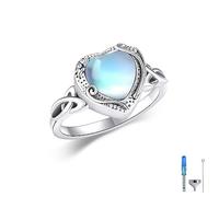 Anillo de urna de piedra lunar para cenizas, plata de ley, anillo de ceniza de filigresa, anillo de cremación, urna de recuerdo, joyería de regalo para mujer, S, Plata de ley, Sin piedras preciosas