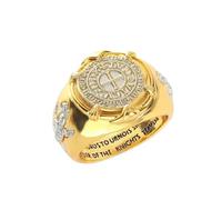 Anillo de valor con moneda de plata, anillos de caballeros templarios para hombres, anillos cruzados, anillos de tótem de cruz retro, anillo de amuleto, anillo de moneda chapado en oro de 14 quilates