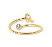Anillo del zodiaco de oro con circonita para mujeres - Anillo de mujer chapado en oro de 18K de acero inoxidable 316L | Anillo ajustable (talla 52-60) e impermeable - incluye caja de regalo.
