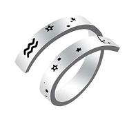 Anillo del Zodiaco para Mujeres y Hombres,Kucheed Grabado de Acero Inoxidable,Moda Tamaño de Constelación Anillos Abiertos Ajustables,Horóscopo,Astrología,Declaración,Joyería,Regalo de Cumpleaños