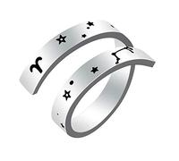 Anillo del Zodiaco para Mujeres y Hombres,Kucheed Grabado de Acero Inoxidable,Moda Tamaño de Constelación Anillos Abiertos Ajustables,Horóscopo,Astrología,Declaración,Joyería,Regalo de Cumpleaños