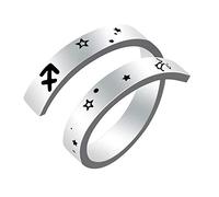 Anillo del Zodiaco para Mujeres y Hombres,Kucheed Grabado de Acero Inoxidable,Moda Tamaño de Constelación Anillos Abiertos Ajustables,Horóscopo,Astrología,Declaración,Joyería,Regalo de Cumpleaños